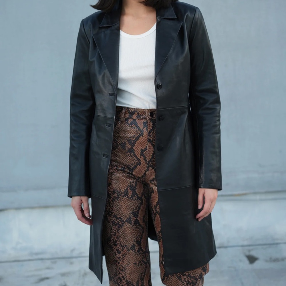 veda x ref crosby 90s longline leather blazer